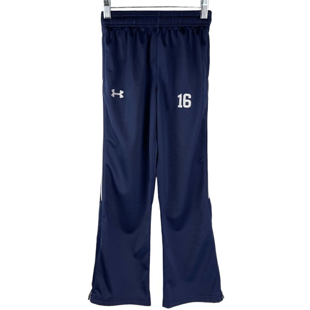 Under Armour Loose Track Pants Girl Navy Blue Size S #16 Zipper Legs